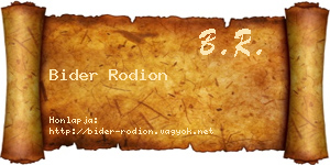 Bider Rodion névjegykártya